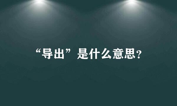 “导出”是什么意思？