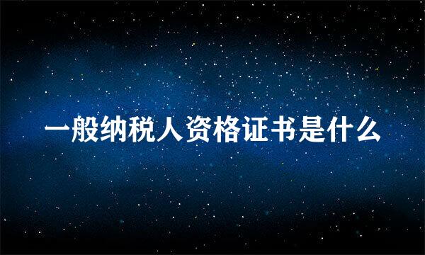 一般纳税人资格证书是什么