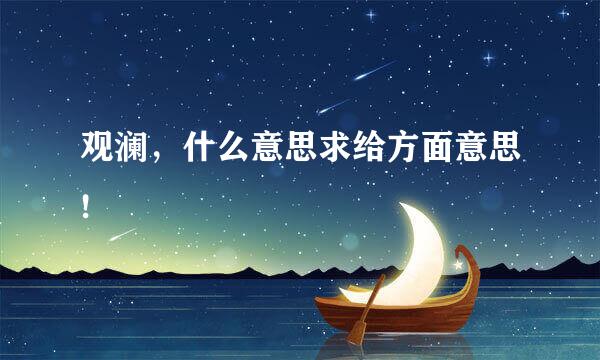 观澜，什么意思求给方面意思!