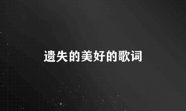 遗失的美好的歌词