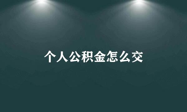 个人公积金怎么交