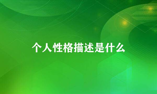 个人性格描述是什么