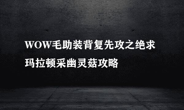 WOW毛助装背复先攻之绝求玛拉顿采幽灵菇攻略