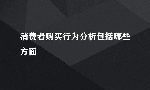 消费者购买行为分析包括哪些方面