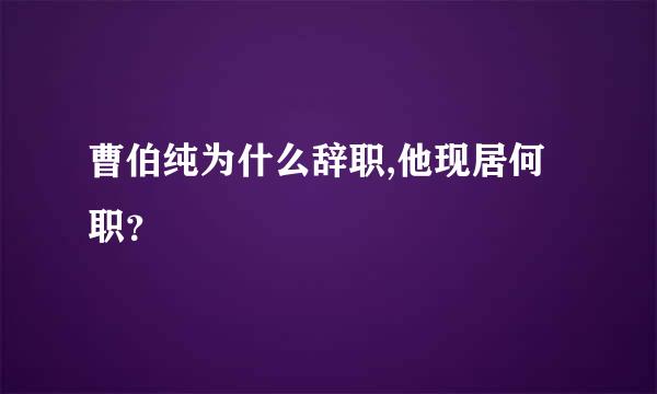 曹伯纯为什么辞职,他现居何职？