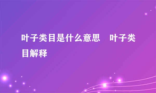 叶子类目是什么意思 叶子类目解释