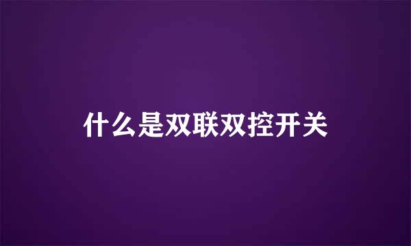 什么是双联双控开关