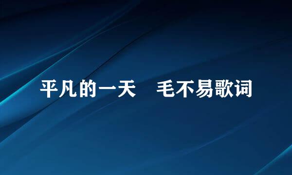平凡的一天 毛不易歌词