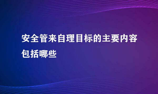 安全管来自理目标的主要内容包括哪些