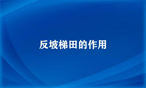 反坡梯田的作用