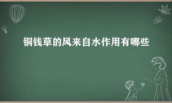 铜钱草的风来自水作用有哪些