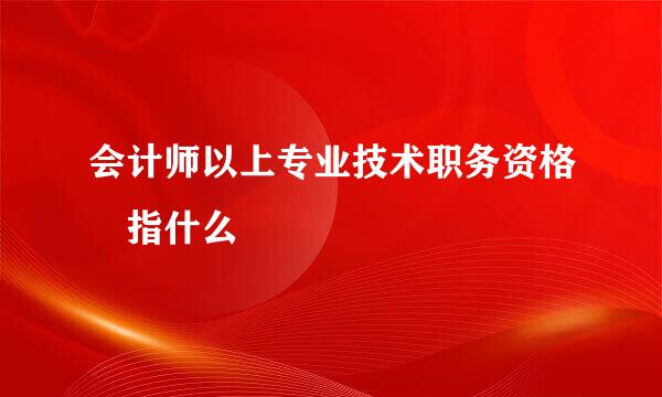 会计师以上专业技术职务资格 指什么