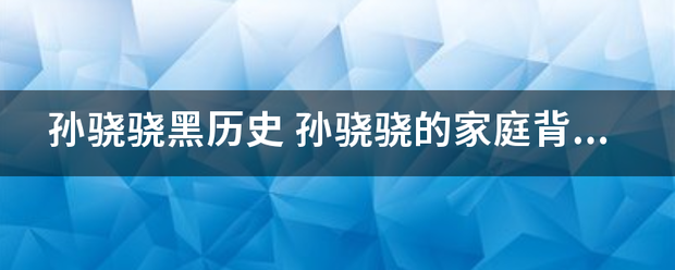 孙骁骁黑历史