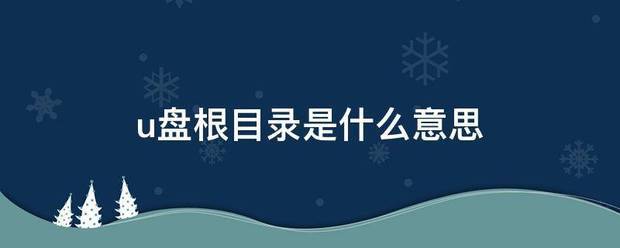 u盘根目录是什么意思