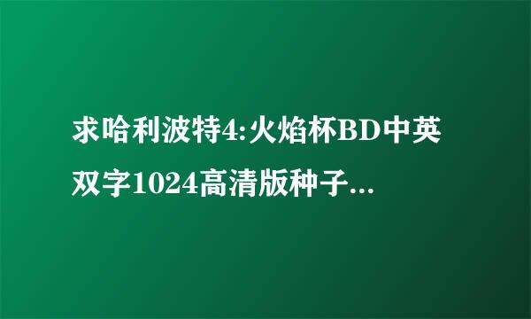 求哈利波特4:火焰杯BD中英双字1024高清版种子下载，有发必采纳