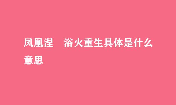 凤凰涅槃浴火重生具体是什么意思