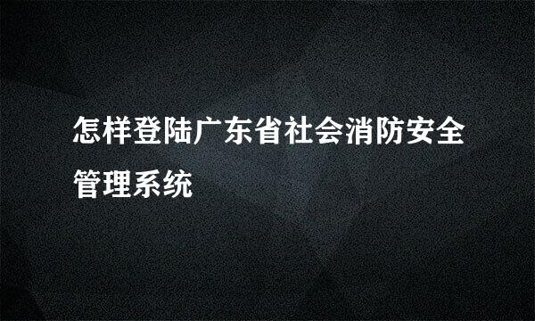 怎样登陆广东省社会消防安全管理系统