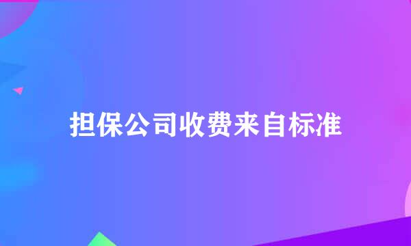 担保公司收费来自标准