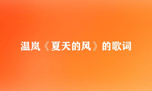 温岚《夏天的风》的歌词