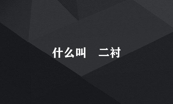 什么叫 二衬
