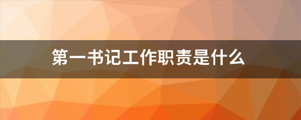 第一书记工作职来自责是什么