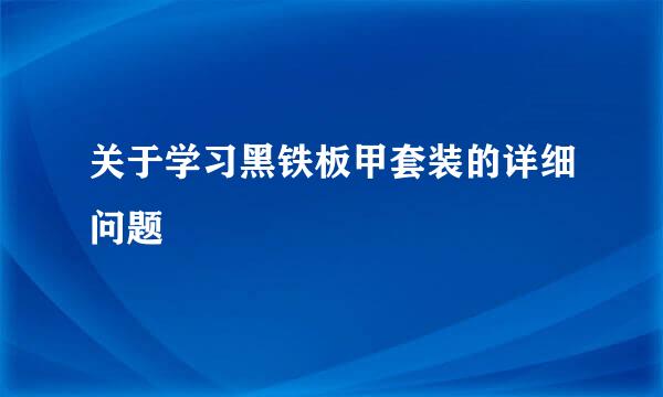 关于学习黑铁板甲套装的详细问题