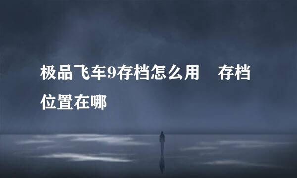 极品飞车9存档怎么用 存档位置在哪