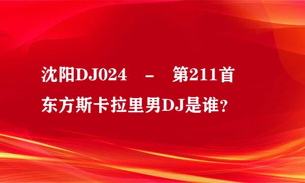 沈阳DJ024 - 第211首 东方斯卡拉里男DJ是谁？