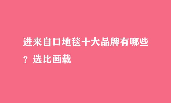 进来自口地毯十大品牌有哪些？选比画载