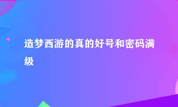 造梦西游的真的好号和密码满级