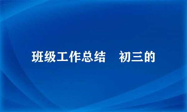 班级工作总结 初三的