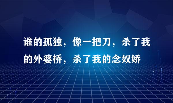 谁的孤独，像一把刀，杀了我的外婆桥，杀了我的念奴娇