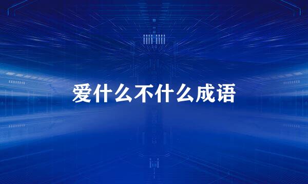 爱什么不什么成语