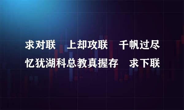 求对联 上却攻联 千帆过尽忆犹湖科总教真握存 求下联