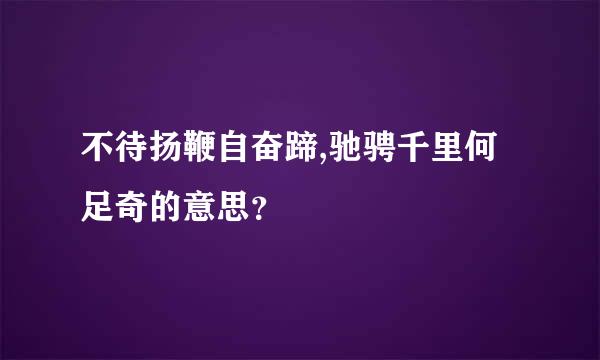 不待扬鞭自奋蹄,驰骋千里何足奇的意思？