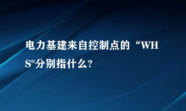 电力基建来自控制点的“WHS