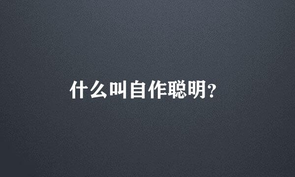什么叫自作聪明？