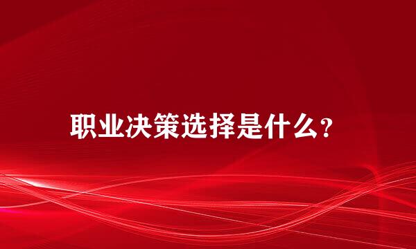 职业决策选择是什么？