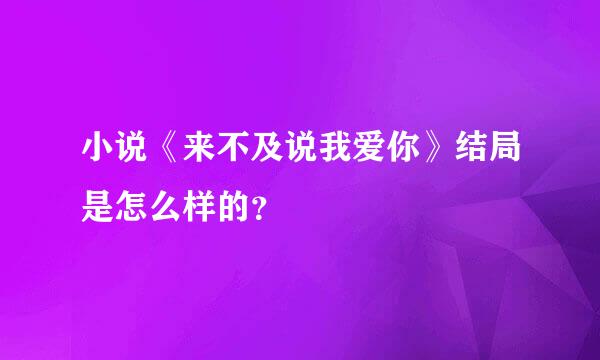 小说《来不及说我爱你》结局是怎么样的？