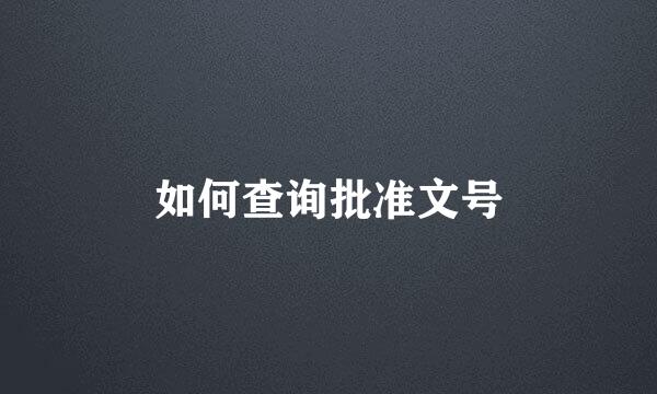 如何查询批准文号