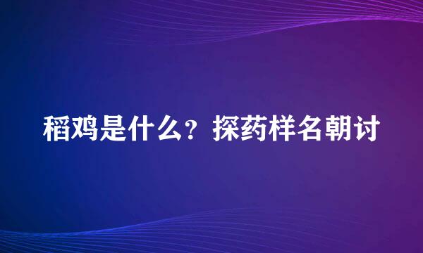 稻鸡是什么？探药样名朝讨