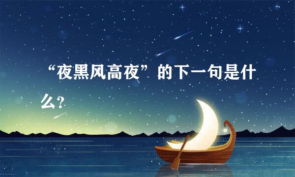 “夜黑风高夜”的下一句是什么？