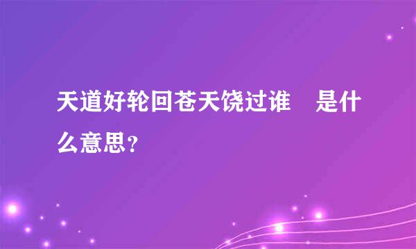 天道好轮回苍天饶过谁 是什么意思？