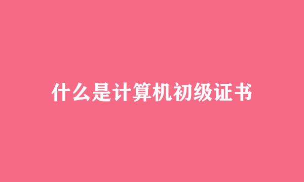 什么是计算机初级证书