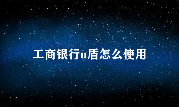 工商银行u盾怎么使用