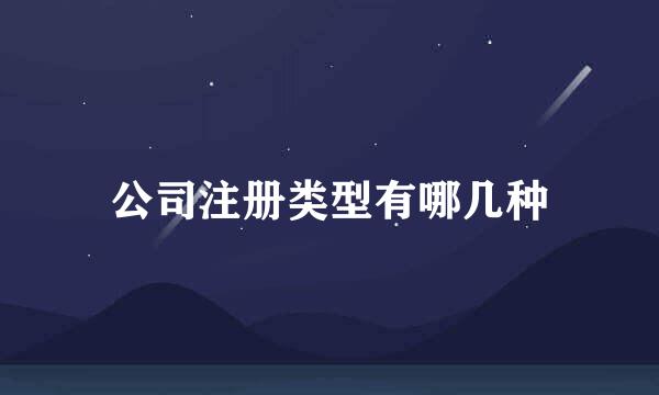 公司注册类型有哪几种