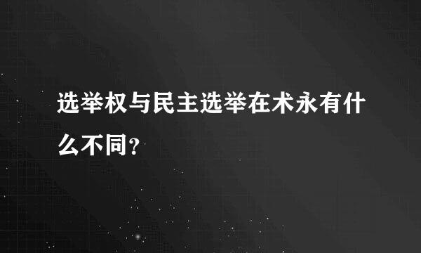 选举权与民主选举在术永有什么不同？