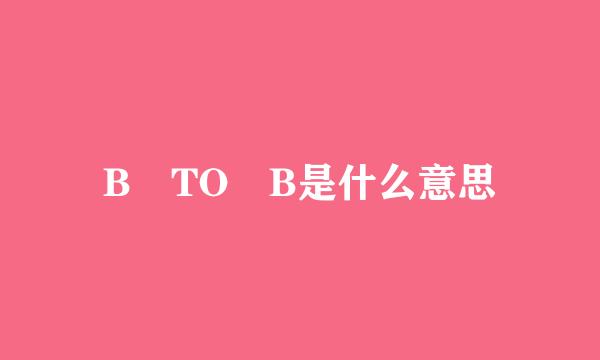 B TO B是什么意思