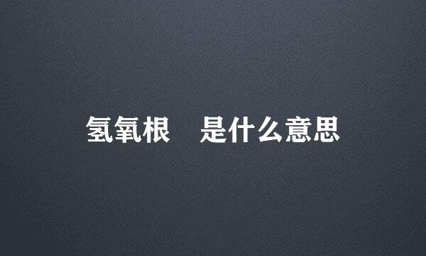 氢氧根 是什么意思