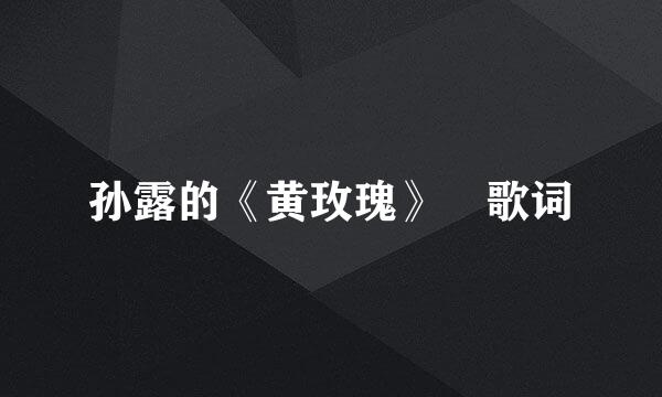 孙露的《黄玫瑰》 歌词